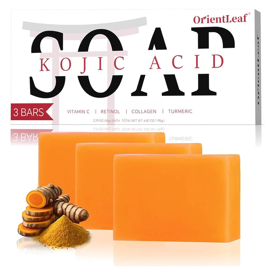 Kojic Acid Soap, Turmeric Soap Bar for Dark Spots, 3 Pack