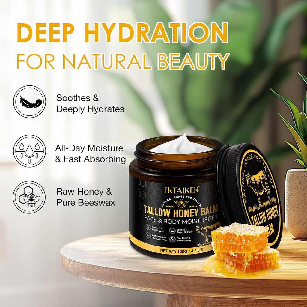 Beef Tallow for Skin, Beef Tallow for Face, Hydrating Tallow Balm With