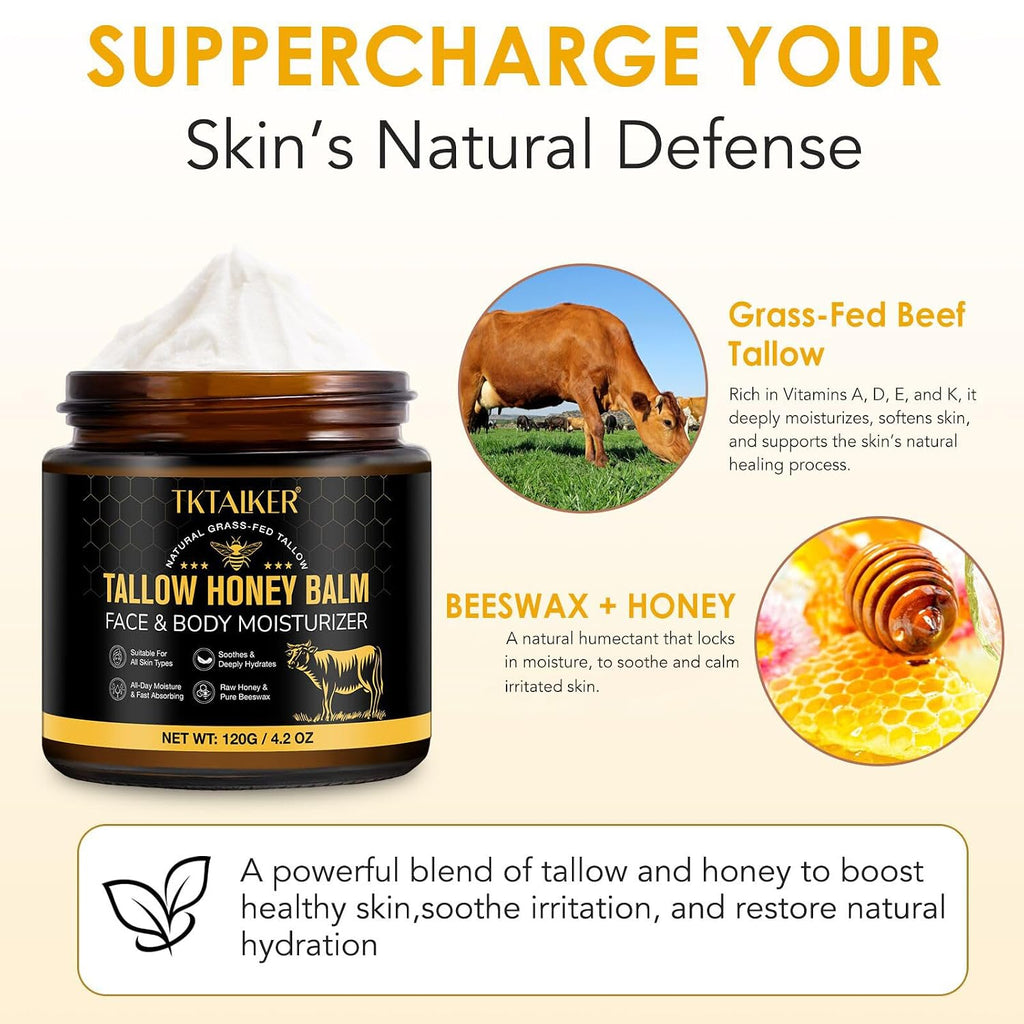 Beef Tallow for Skin, Beef Tallow for Face, Hydrating Tallow Balm With