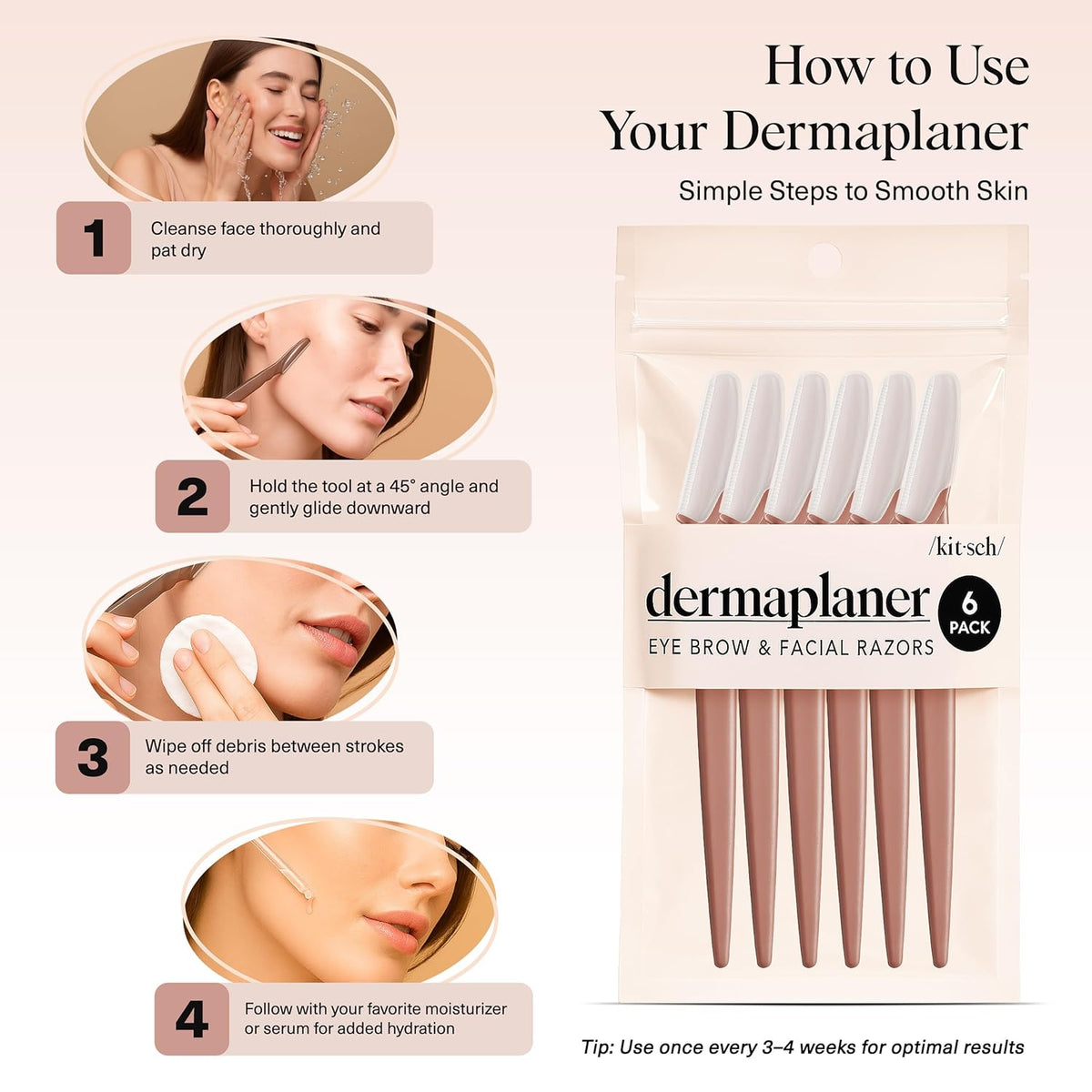 Dermaplane Razor for Women Face – Terracotta, 6 Pcs