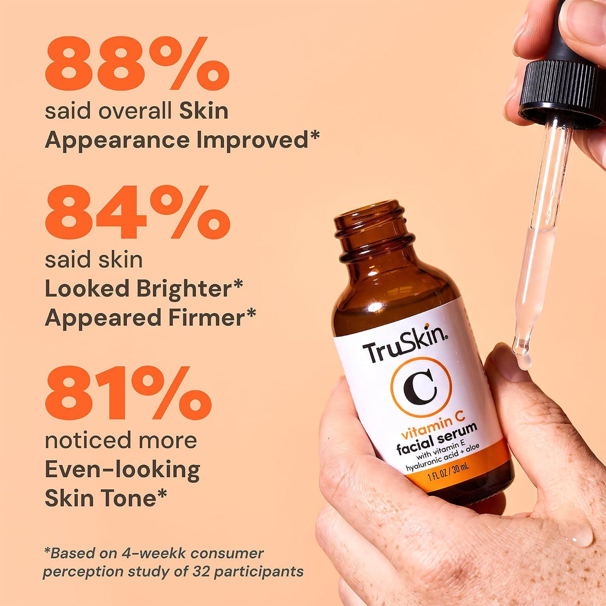 Brightening Vitamin C Serum for Face with Hyaluronic Acid, 1 Fl Oz
