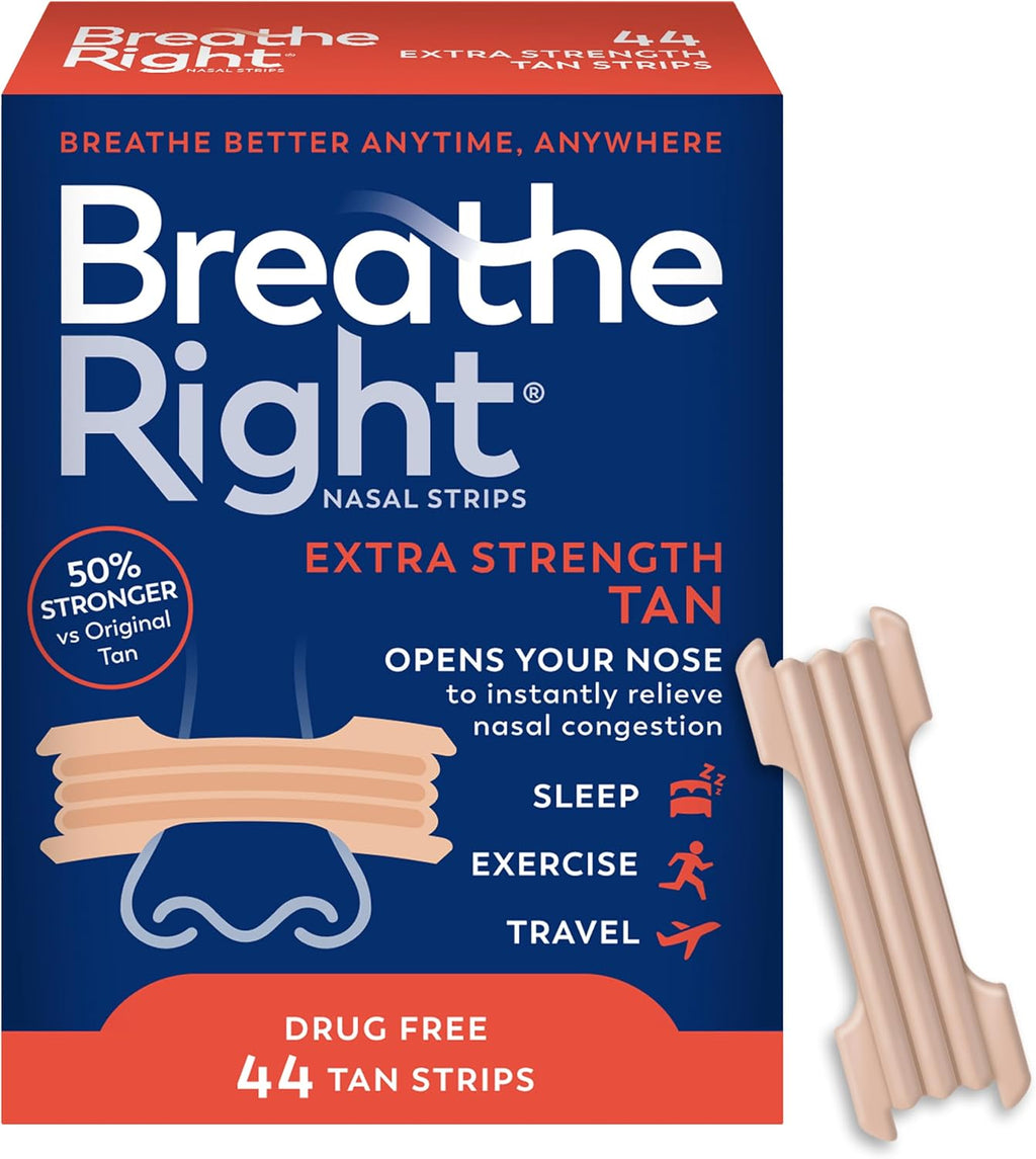 Extra Strength Nasal Strips, Congestion Relief, Tan, 44Ct